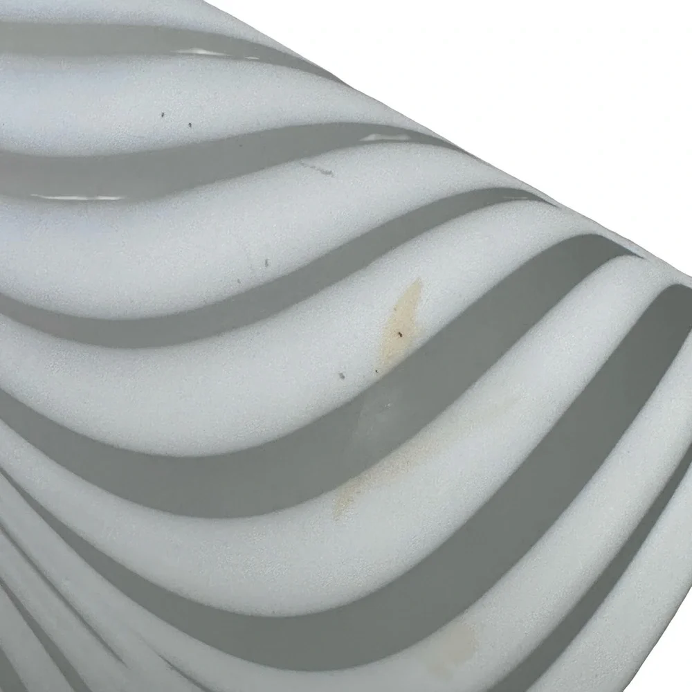 Essie E Zareh White Frosted Art Glass Swirl Vase Baijan Pulled Rim 11